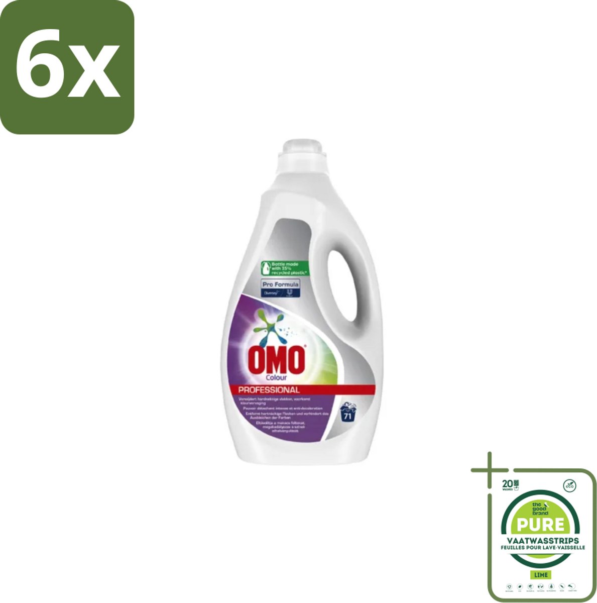 Omo Professional – Vloeibaar Wasmiddel – Color – 71 Wasbeurten – Pro Formula – 5 L - Voordeelverpakking - 6 stuks - Kleurbescherming - Vlekverwijdering