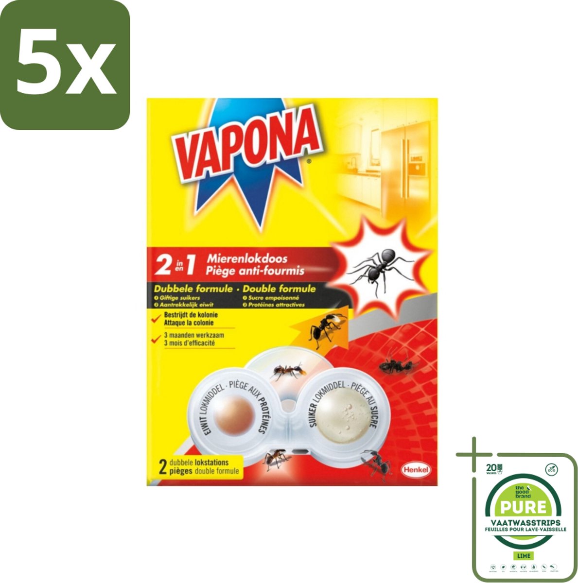5 x Vapona – Mierenlokdoos – Dubbele Insectenval - Grootverpakking - Mierenbestrijding - Mierenlokdoos - Mierenbestrijding Binnen En Buiten - Mierenbestrijding Buiten - Mierenbestrijding In De Tuin