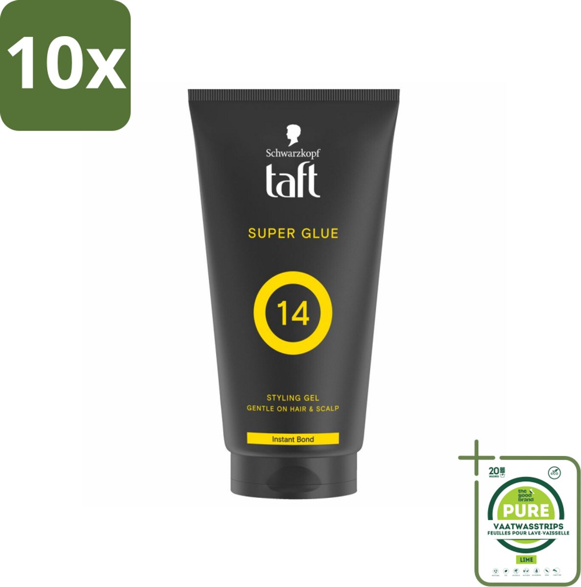 10 x Taft - Super Glue 14 - Styling Gel - Ultieme stevigheid - 150 ml - Grootverpakking - Haar Gel - Taft Super Glue - Sterke Fixatie - Haarstyling - Extreme Hold