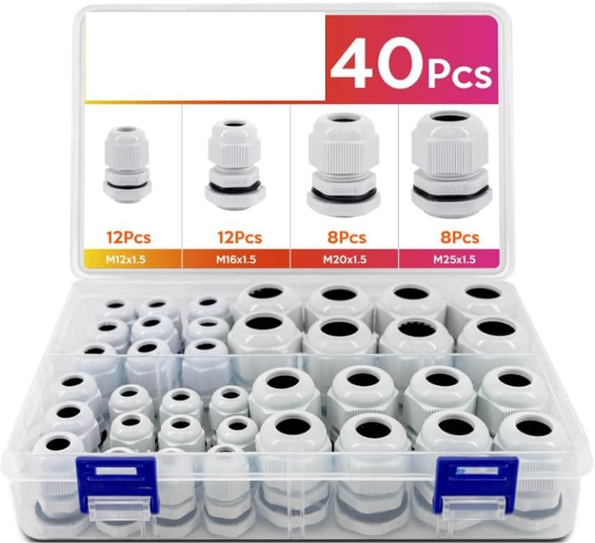 SnelShoppen - Waterdichte Kabeldoorvoer Nylon Kabel Seal IP68 Kabelverbinding Set voor Sealing Bescherming en Vochtpreventie