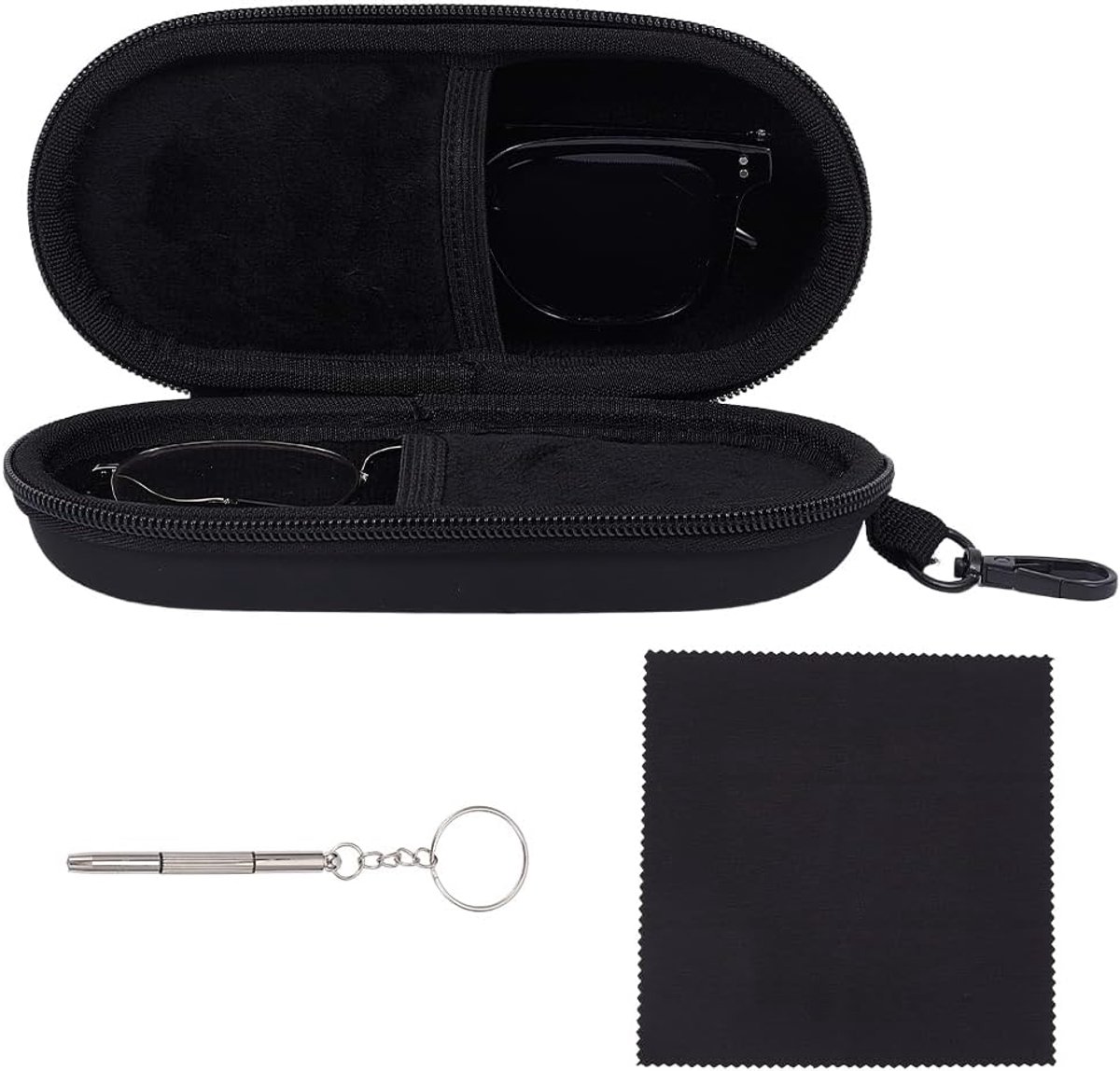 SnelShoppen - Dubbele Brilcase Zonnebril Organizer met Rits - Multifunctionele Opbergdoos voor 2 Brillen - Hardschalige Bescherming - Compact 17,3 x 3