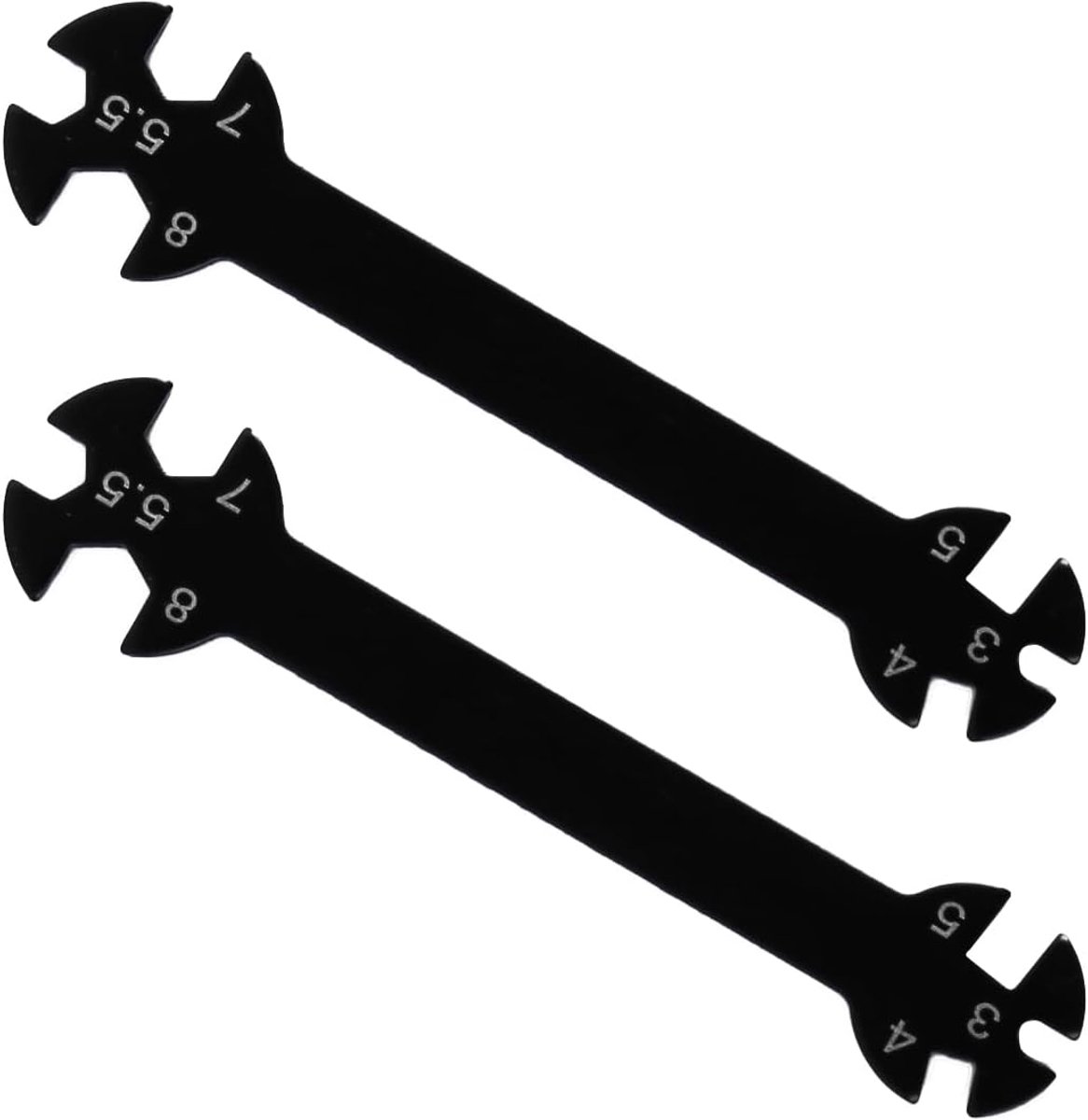 SnelShoppen - 2 Stuks 6-in-1 RC Moersleutel Gereedschap voor RC Modelauto Moer Verwijdering M3 M4 M5 M5.5 M7 M8 Moeren Compact Multifunctionele Handge