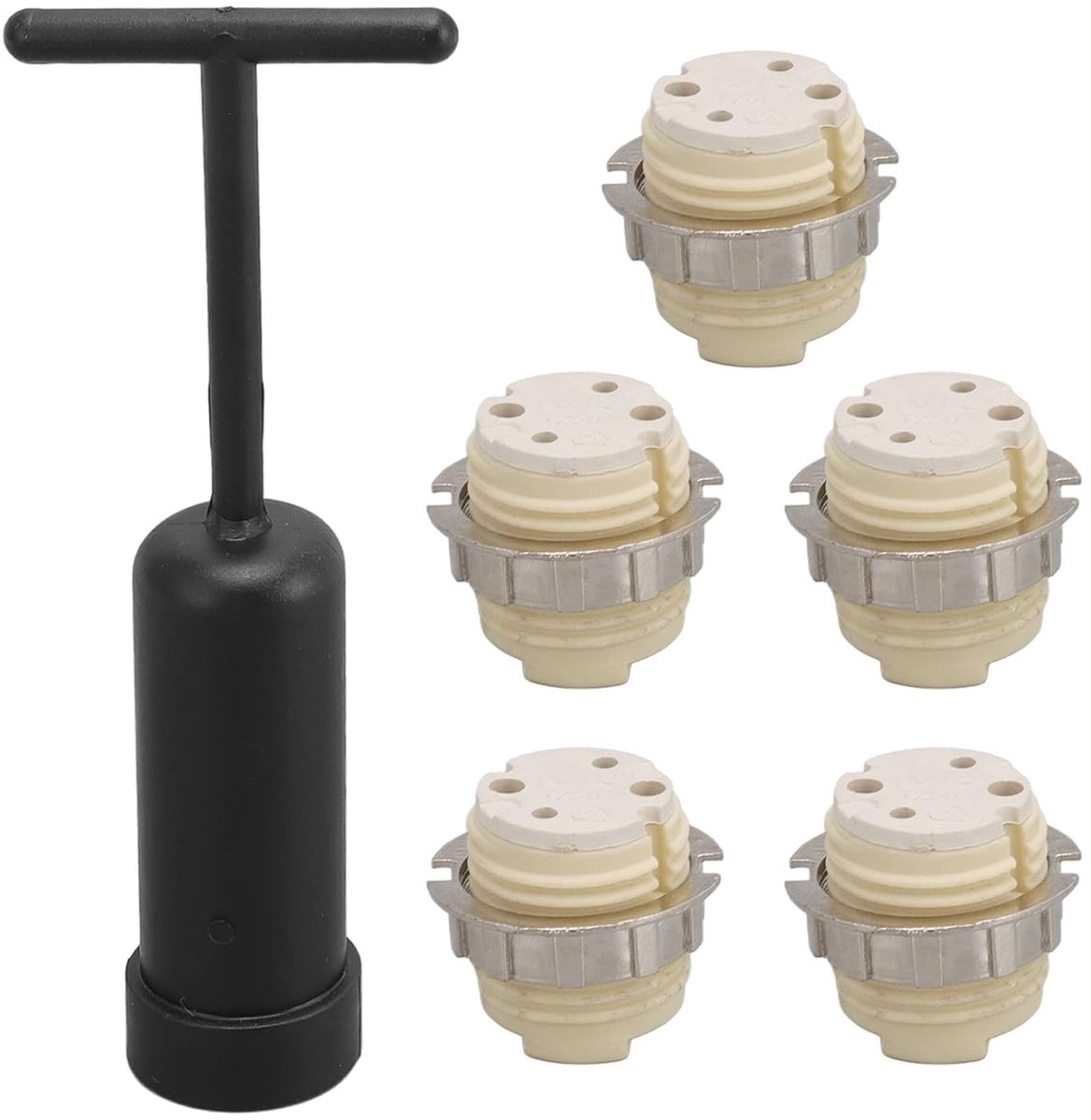SnelShoppen - G9 Fitting Lamp Houder Set van 5 Stuks Keramisch met Verwijder Tool voor Halogeenlampen en Plafondverlichting