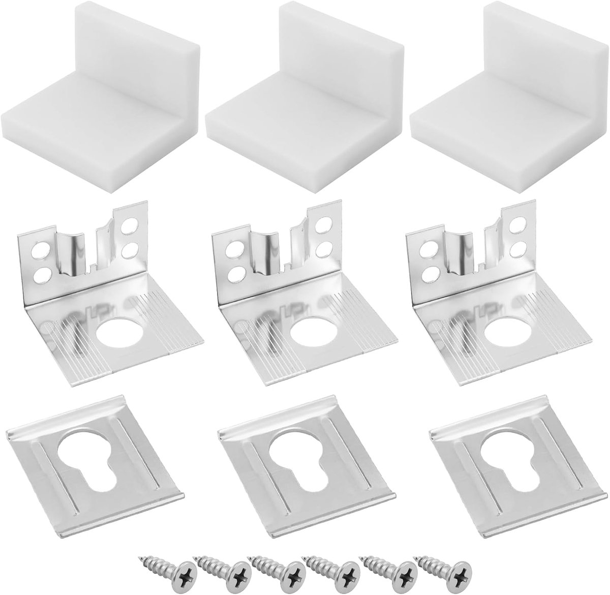 SnelShoppen - Pack van 3 Wandmontage Hangers met 6 Schroeven - Stabiele en Duurzame Wandbeugels voor Meubelmontage in Keuken, Tuin en Meer
