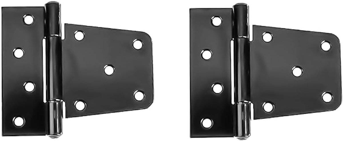 SnelShoppen - 2 Stuks Zware Poort Scharnier Zwart T-vormig Poort Scharnier 3.5 Inch Voor Houten Hekje Inclusief Schroeven