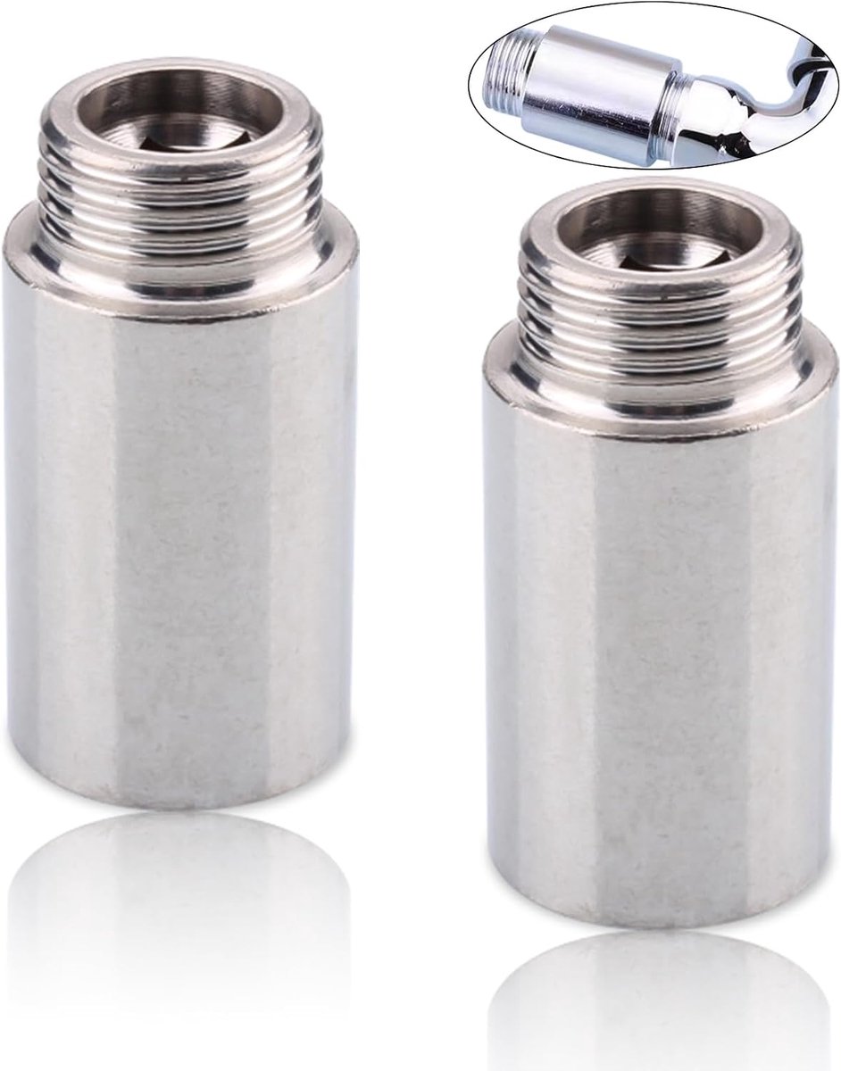 SnelShoppen - Tap Verlengset van 2 RVS 1/2 Inch x 50 mm - Verbindingsstuk voor Verwarming - Hoogwaardige Verlenging - Duurzaam en Drukbestendig