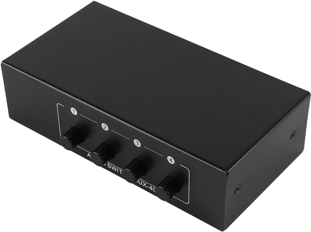 Audio Switcher - Aux Selector - Audio Bronnen Wisselen - 4 Ingang 1 Uitgang