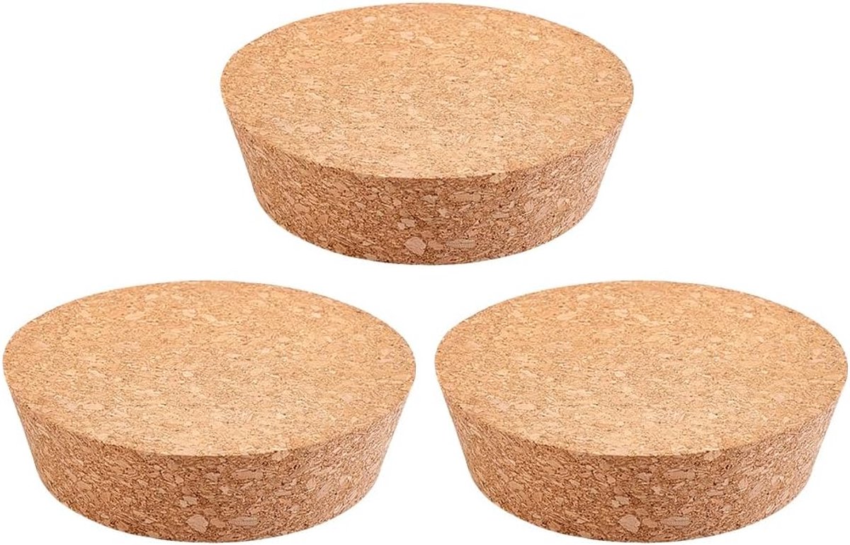 SnelShoppen - Kurk voor Flessen, Plat, Rond, Zacht Hout, Vaatjes Sluiting, Groot 95~110 mm Diameter, Vervangingsafdichting voor Tanks, Lichtbruin, Set