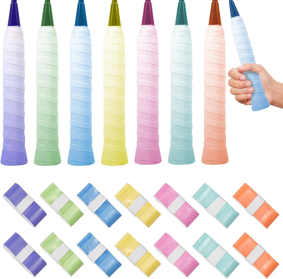 SnelShoppen - 14 Stuks Grip Band Tennisrackets, 2.5 x 110 cm, Antislip Gripband, Badminton Rackets, Overgrip, Tennis Rackets, Grip Tape voor Picklebal