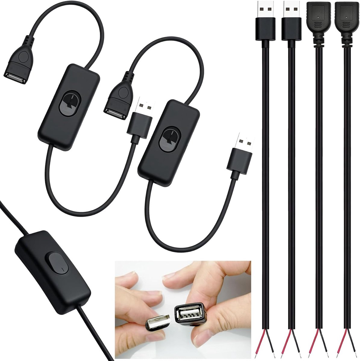 SnelShoppen - 2 Stuks USB 303 Interruptor voor LED Strip, DIY Schakelaar met USB Pigtails, Voor Bricolage, Mini Lamp, Ventilator, Kerstdecoratie, Makk