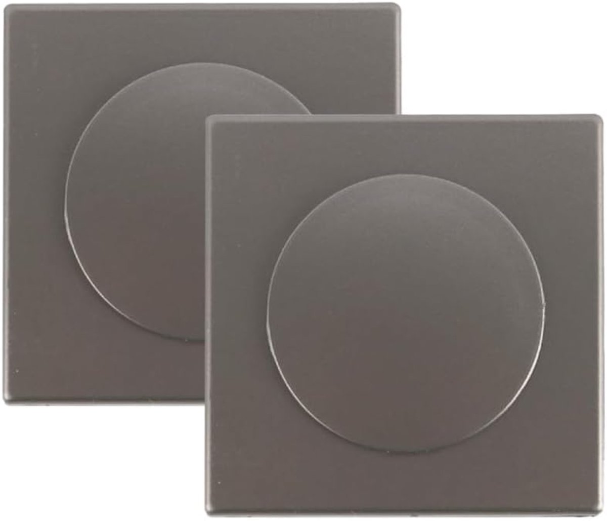 SnelShoppen - 2 Stuks Blinde Stopcontact Covers met Verwijderbare Gatafdekking - Decoratieve Wandplaat 86mm Vierkant - Donkergrijs voor Thuisdecoratie