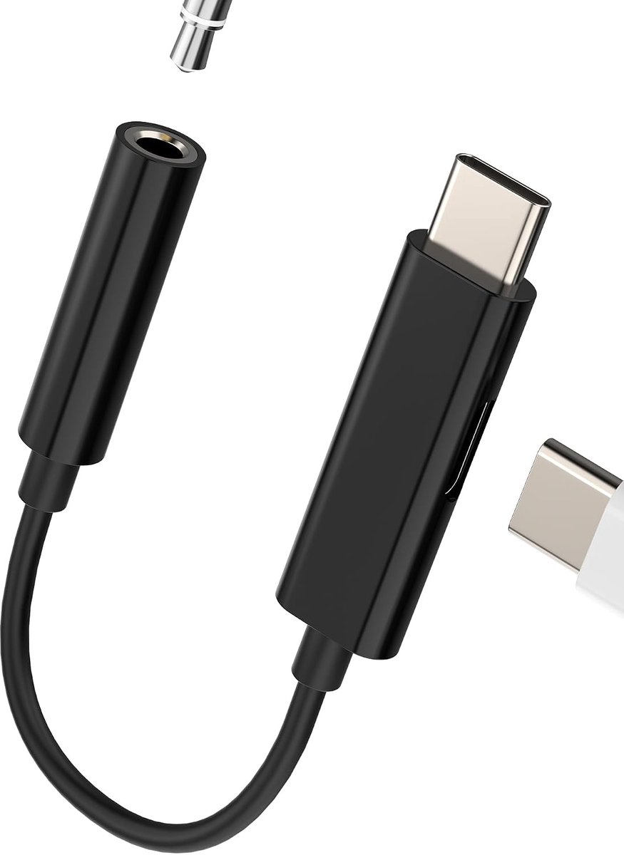 SnelShoppen - USB C naar 3.5mm Jack Oortelefoon Adapter (2-in-1) Type C Oplader voor iPhone 16 15 Pro, Audio Adapter voor iPad, Compatibel met Samsung