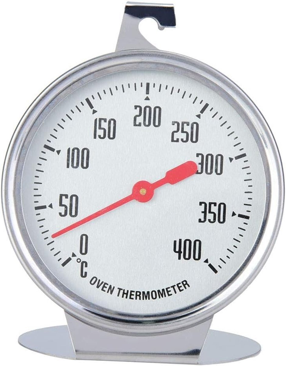 Oventhermometer - Roestvrij Staal - 9 cm - Mechanische Thermometer met Grote Wijzerplaat - Voor Keuken en BBQ