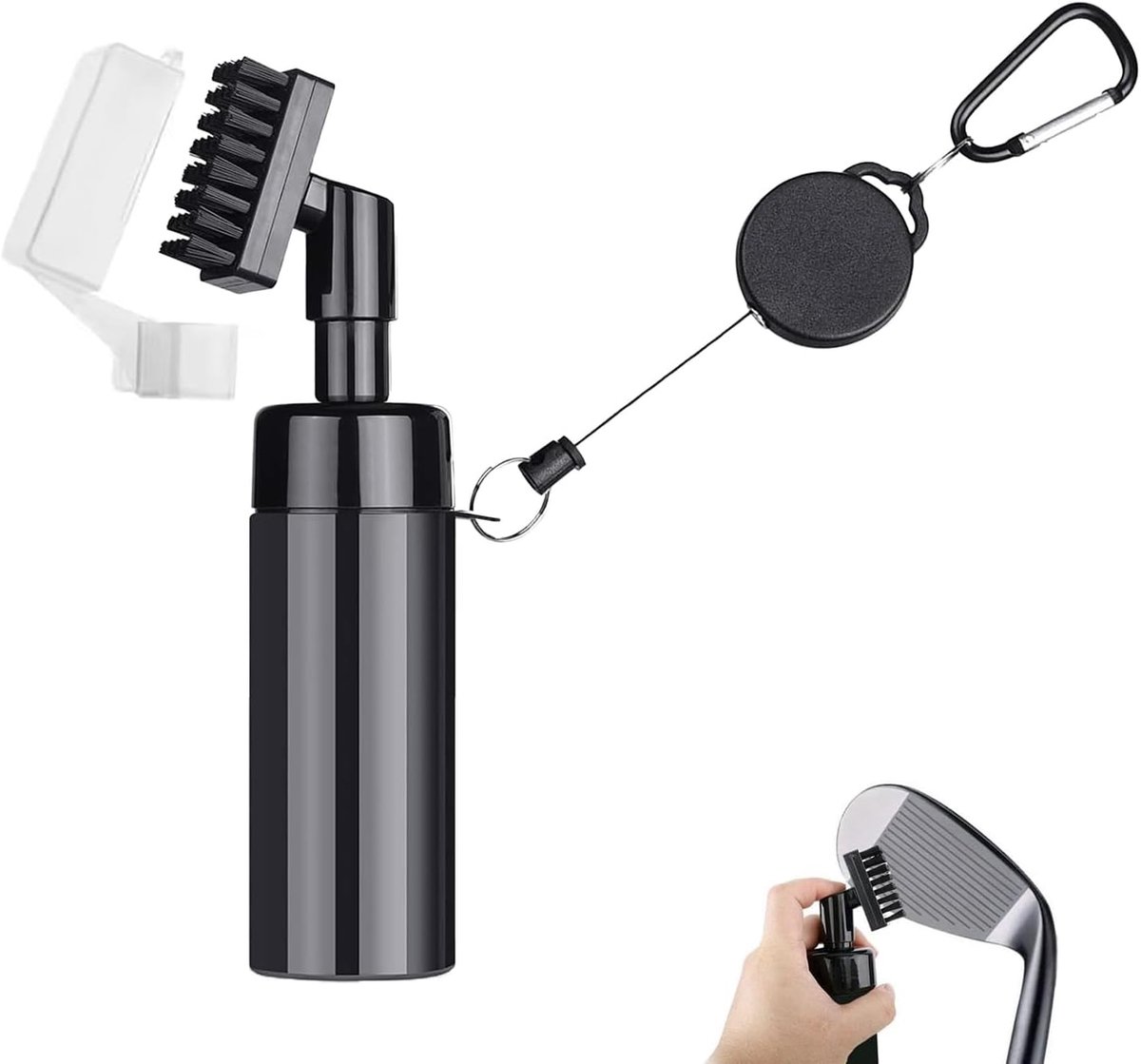 SnelShoppen - Golf Club Borstel met Waterfunctie, Retractable Waterbrush, 150ml, Hoogwaardige Plastic en Nylon Borstels, Inclusief Haak en Telescopisc