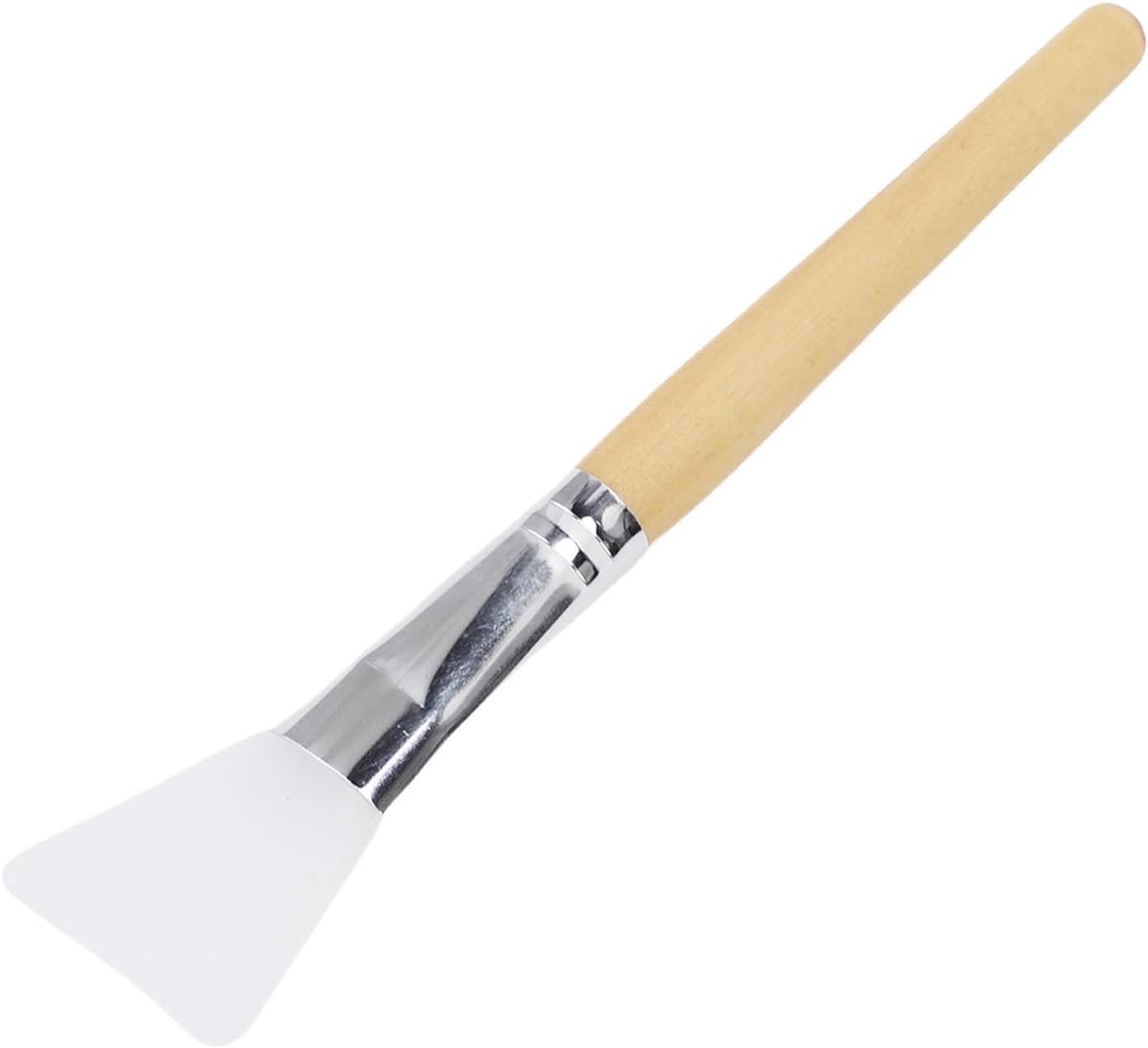 SnelShoppen - Silicone Gezichtsborstel Applicator met Houten Handvat voor Soepel Toepassen van Maskers, Geen Rommel, Huidverzorging Tool met Stijl