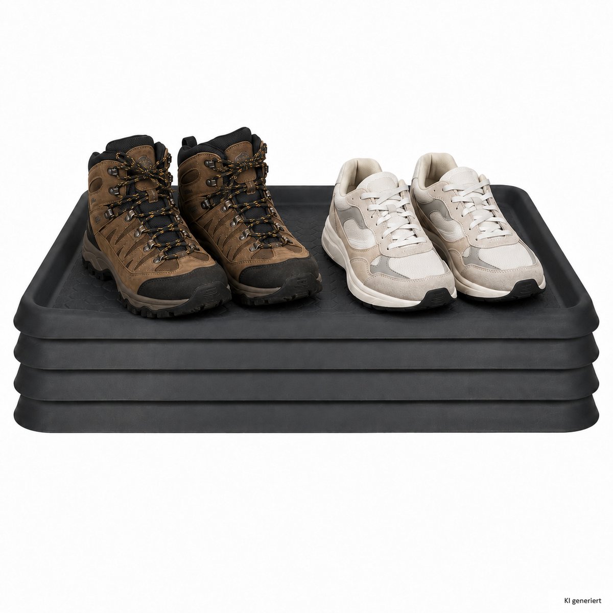 Set van 4 DRY-schoenafdruipmatten, L 60 cm x B 40 cm, zwart, van kunststof – 042100720