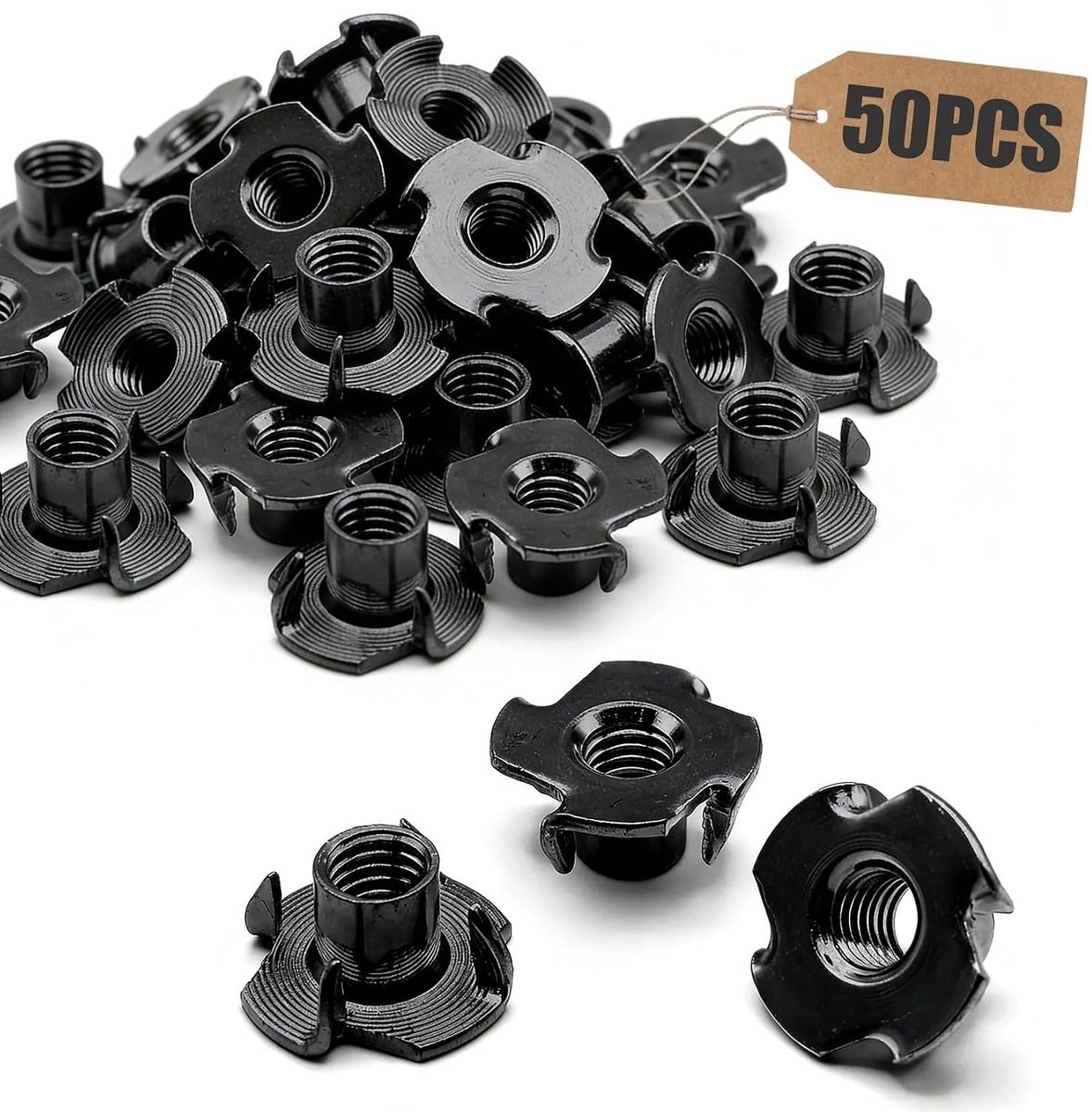 inslagmoeren M5 x 8 mm - zwart - koolstofstaal - ideaal voor meubelbouw - ShopVlot