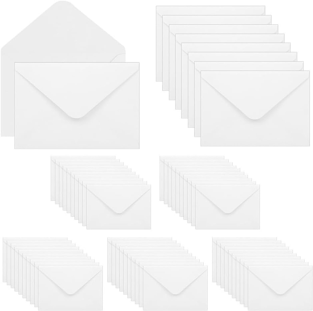 SnelShoppen - 60 Stuks Witte Enveloppen 15.5 x 10.5 cm | Kraft Papier, Driehoeksluiting, DIY, Voor Feestdagen, Verjaardagen en Huwelijken