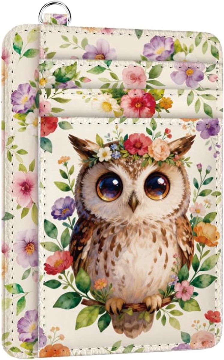 SnelShoppen - Vrouwen RFID Blokkering Creditcardhouders, Uil met Bloemen, Ultra-Slank en Georganiseerd, 6 Kaarthouders, 1 Briefgeldvak, Compact en Vei