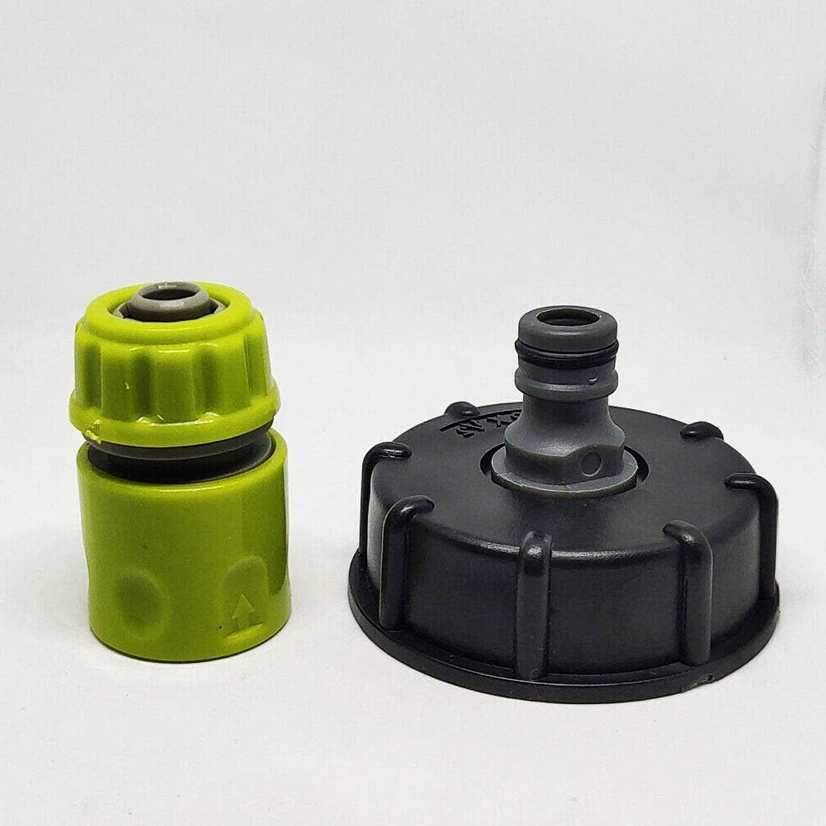SnelShoppen - Degree Tank Adapter IBC Tank Slang Connector - Vervangingsventiel voor IBC Container - Hoogwaardige Messing Kraan - Zwart + Groen - Voor