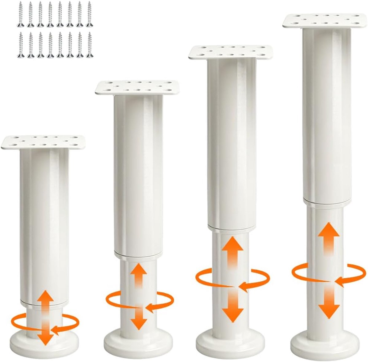 4 Pieces Furniture Legs Adjustable 18-30 cm Metal Cabinet Legs White Height Adjustable Feet for Furniture Legs - ShopVlot