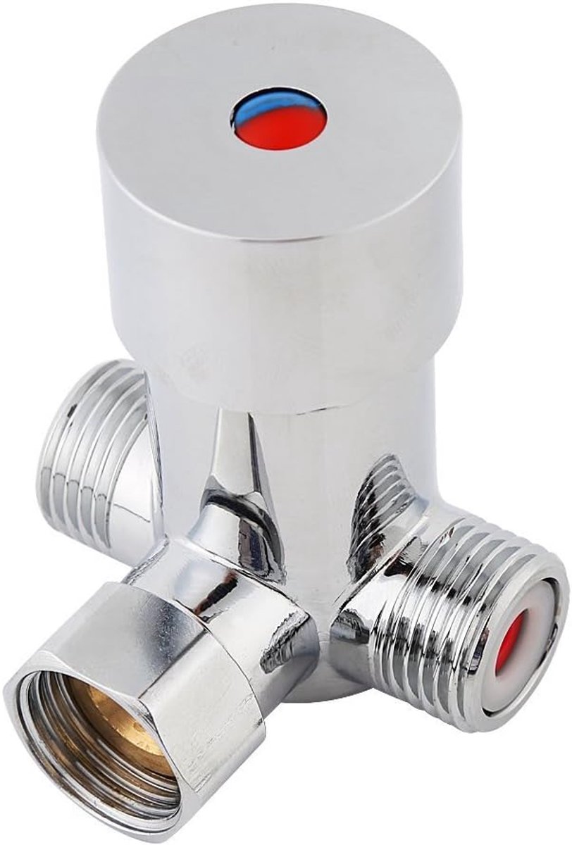 SnelShoppen - Thermostatische Mengkraan G1/2 Voor Badkamer Wastafel - Koud en Warm Water Mixkraan met Temperatuurmonitoring - Messing Materiaal - Auto