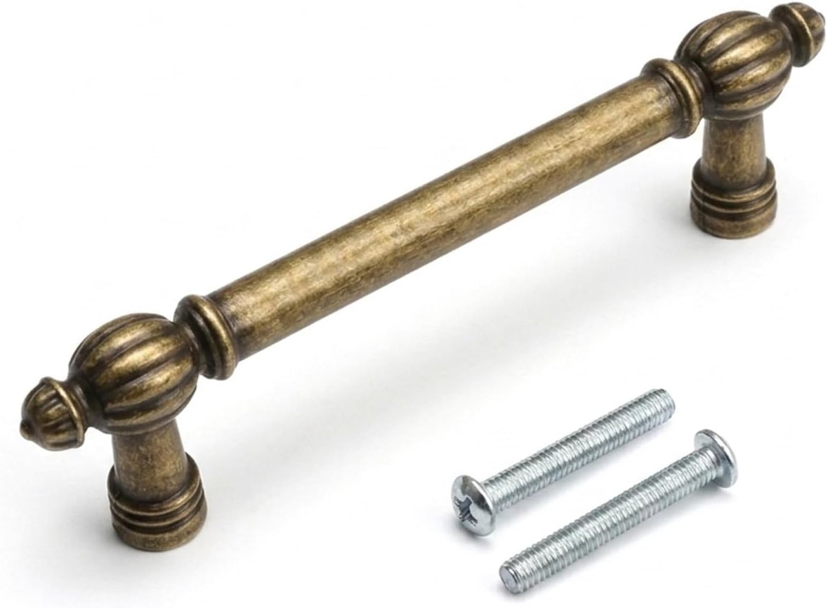 Cabinet Handles, Antique Brass, Hole Spacing 96 mm, Vintage Zinc Alloy Furniture Handles for Kitchen Cabinets - ShopVlot