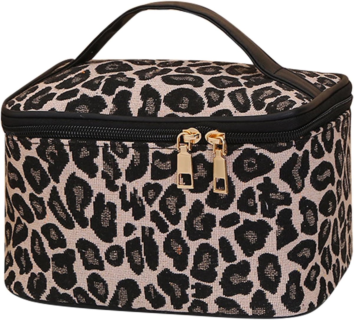 SnelShoppen - Make-uptas voor Dames, Grote Capaciteit Cosmeticatas, Draagbare Make-uptas met Borstel-organizer, Hoogwaardig Polyester, Reisbenodigdhed