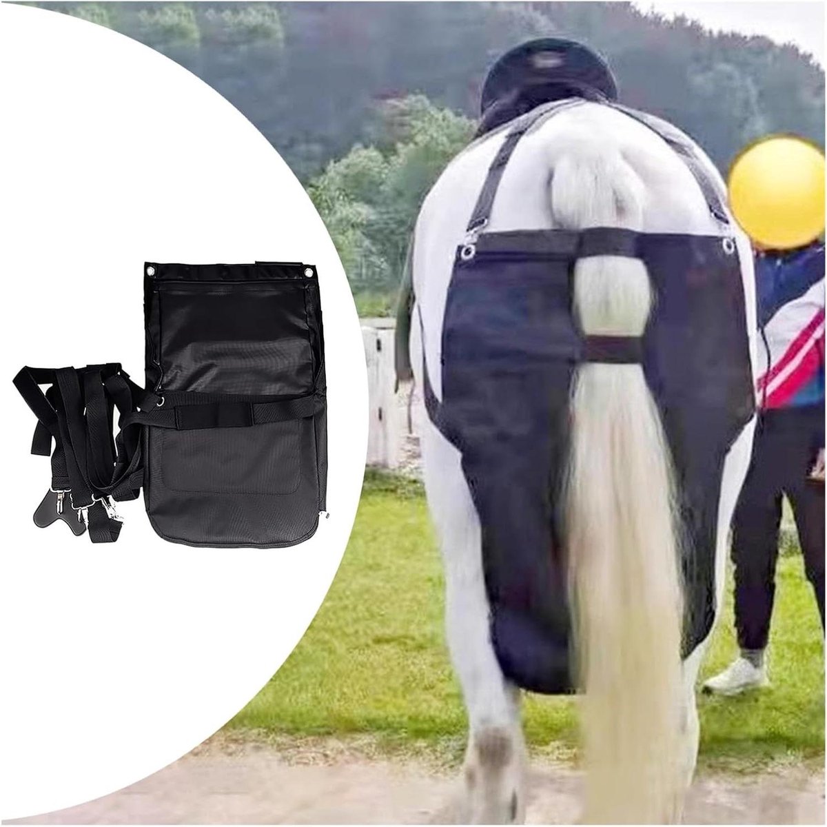 Paardenmestzak - Paardenluier Opvangzak - Onderweg Schoonhouden - Waterdicht Oxford Doek - 3 Maten - Zwart