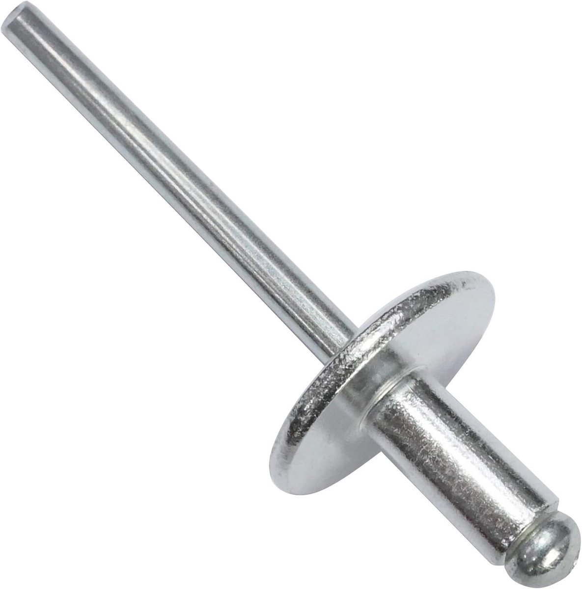 SnelShoppen - Set van 100 blinde klinknagels Ø4.8x10 mm met brede kop 16 mm - Aluminium/staal - DIN 7337 C - Popnagels met breekbare schacht - Ideaal