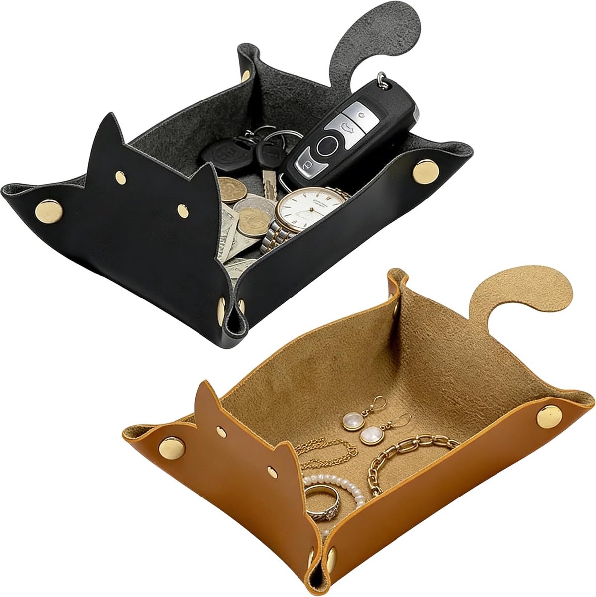 2 x Jewelry Tray, Cute PU Leather, Foldable, Jewelry Storage Organizer for Cups, Cups, Cups, Cups, Cartoon, Tray - ShopVlot