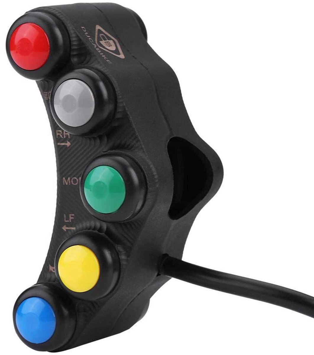 SnelShoppen - Motorfiets stuurwiel schakelaar, koplamp, mistlamp, toeter, aan/uit startkill schakelaar 22 mm 12 V, 7-in-1 multifunctioneel