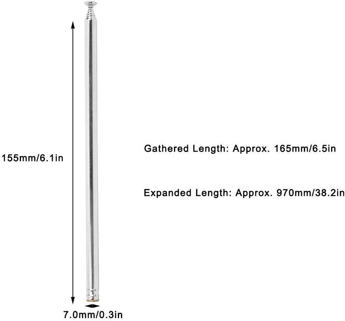 SnelShoppen - Antenne voor Radio TV Speelgoedauto, Koper Telescoop Antenne 7 Secties Volledige Kanaal Signaalversterking 970 mm