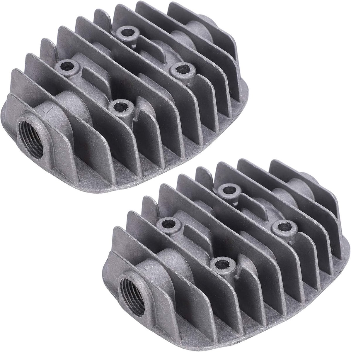 SnelShoppen - 2Pcs Luchtcompressor Cilinderkop, 2.5P/3P/5P/6P Dubbele Cilinder Bedekking, Pneumatisch Aandrijving, Duurzaam Aluminium, 20mm Draad, 2 C