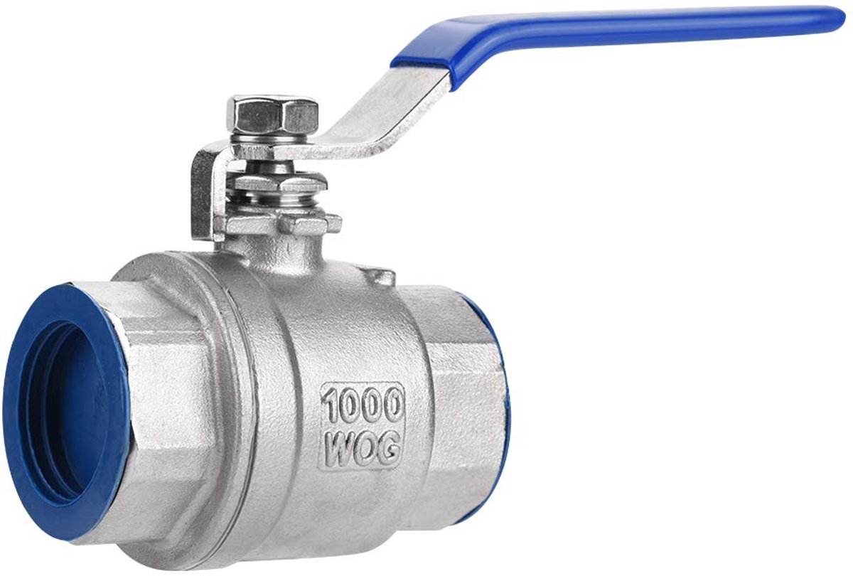 SnelShoppen - Full Port Kogelklep Vrouwelijk 304 RVS Twee Delig 3/4" NPT 1000WOG voor Water, Olie, Niet Corrosieve Vloeistoffen en Niet Ontvlambare Ga