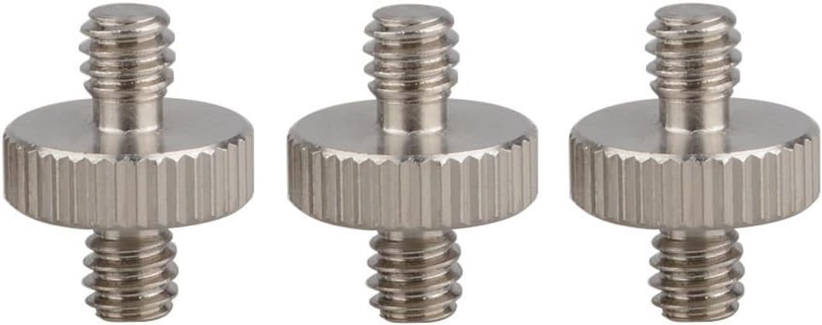 SnelShoppen - 3 Stuks 1/4" Male naar 1/4" Male Dubbele Eind Schroefadapter - RVS - Voor Camera's, Statief en Accessoires - Ideaal voor Fotografie en V