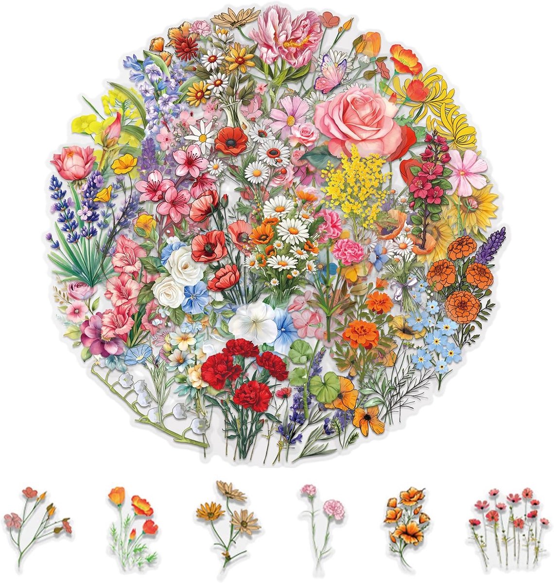 Transparante bloemenstickers 126 stuks - zelfklevend - waterdicht - ideaal voor scrapbooking - ShopVlot