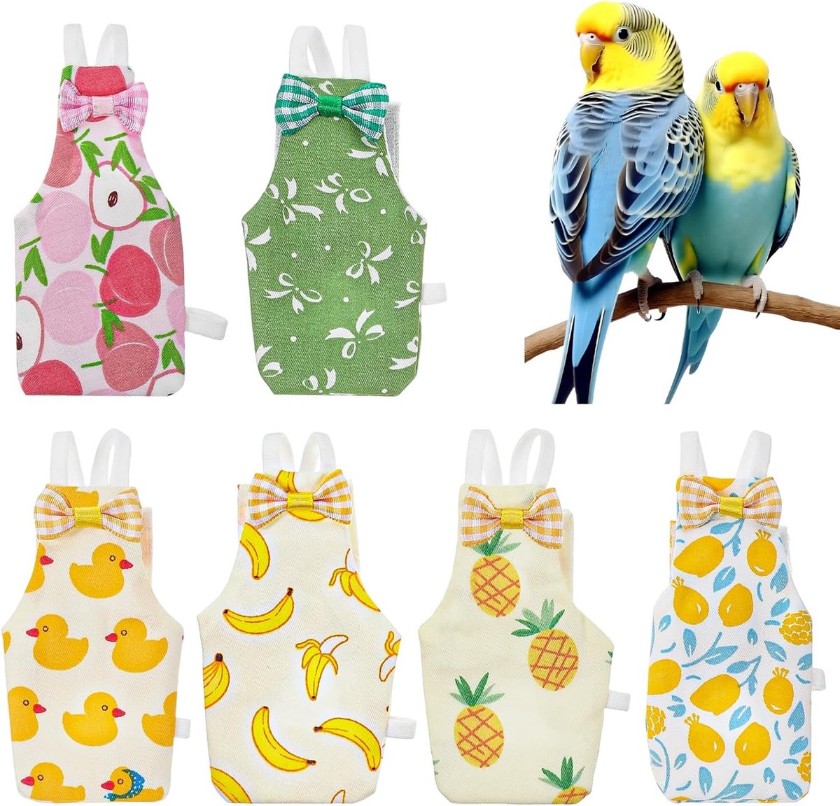 SnelShoppen - 6 Stuks Herbruikbare Vogel Luiers voor Papegaaien en Sittichen - Waterdichte Binnenvoering, Wasbare Diapers voor Nymphensittich, Wellens