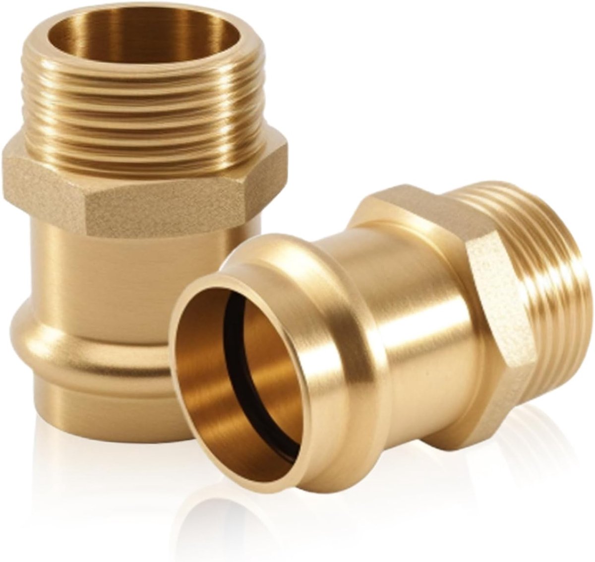 SnelShoppen - 2 stuks koperen overgangsperfitting 22 mm x 1/2" AG, hoogwaardige persfitting voor drinkwater en verwarmingsinstallatie, mofkoppeling vo