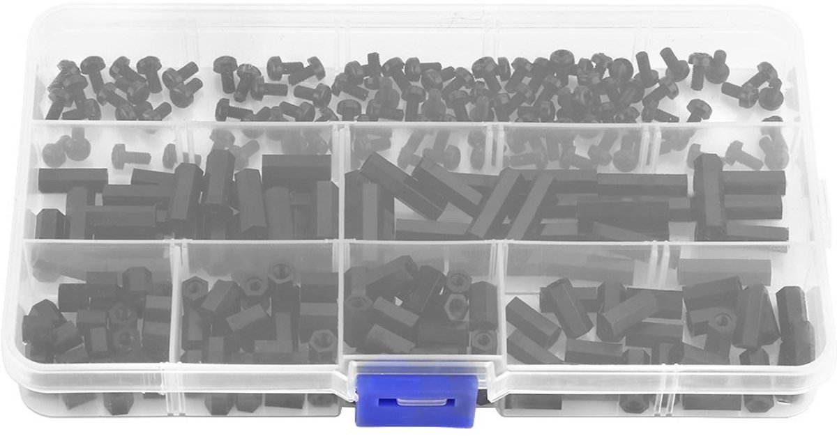 SnelShoppen - 250pcs Nylon M2 M3 Male-Female Hex Column Standoff Spacer Schroef Moer Assortiment Kit voor Circuitbord Reparatie met Opbergdoos - Duurz