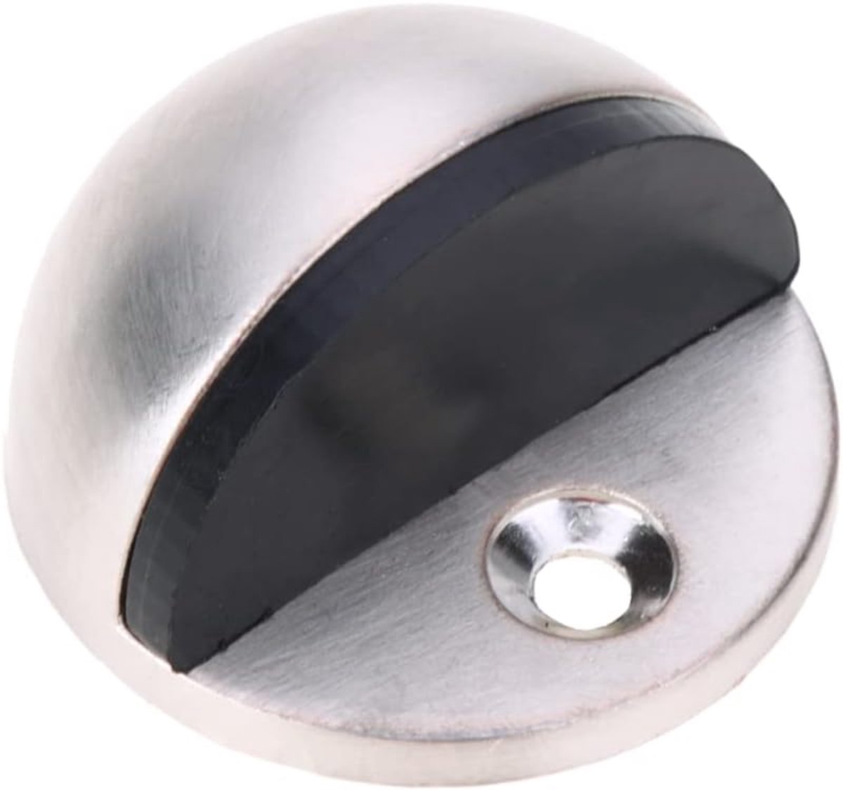 SnelShoppen - 2 Stuks Ronde Vloerdeurstopper RVS, Ovalen Vloer Gemonteerde Deurstoppers met Schroeven en Lijm, Roestvrij Staal, Voor Binnengebruik en