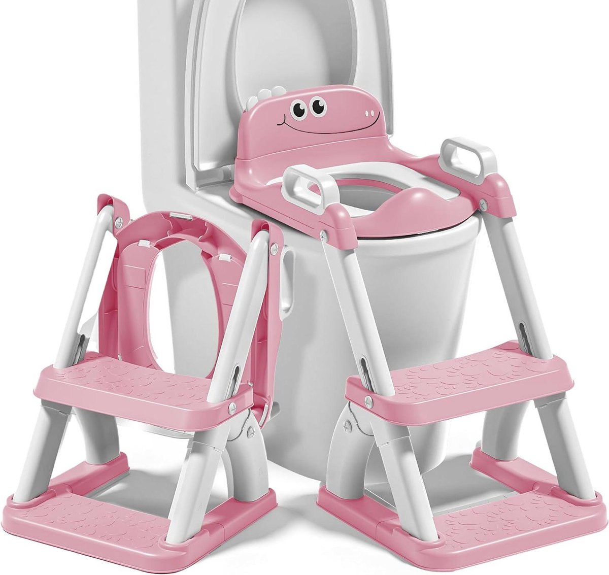 Toilet trainer - Kinder wc-bril - Zindelijkheidstraining kind - Met opstapje - 63 x 40 cm - Roze