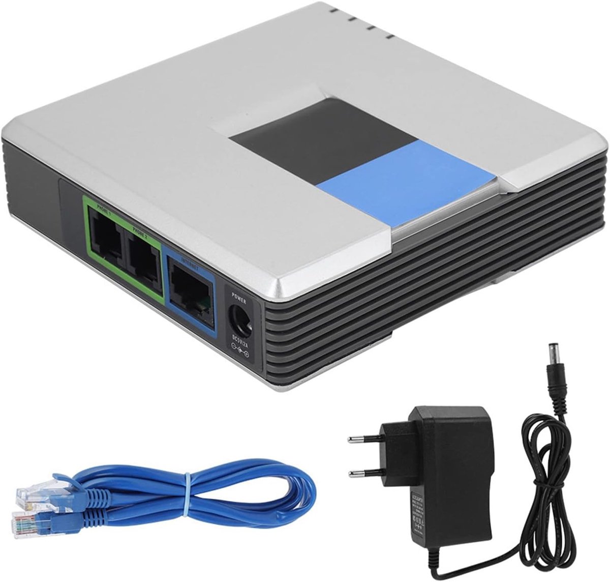 SnelShoppen - VoIP Gateway Internet Phone Adapter 2 Poorts - SIP RJ45 Kabel - Ideaal voor Thuisgebruik en Lange Afstand Bellen