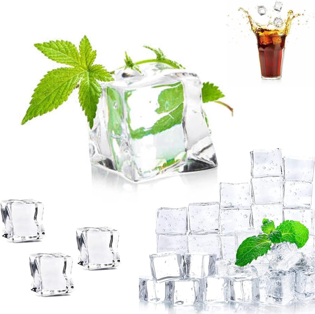 SnelShoppen - Herbruikbare IJsblokjes, 50 Stuks, Duurzame Heldere Acrylaat IJsblokjes, Ideaal voor Decoraties, Fotografie en Props (20mm)