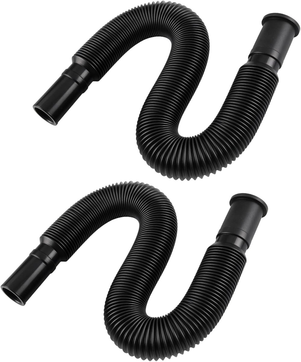 SnelShoppen - 2Pcs Afvoerbuis Afvoerpijp Voor Wasbak Flexibele PVC Waterpijp Vervangingsset Voor Keuken Badkamer Zwart
