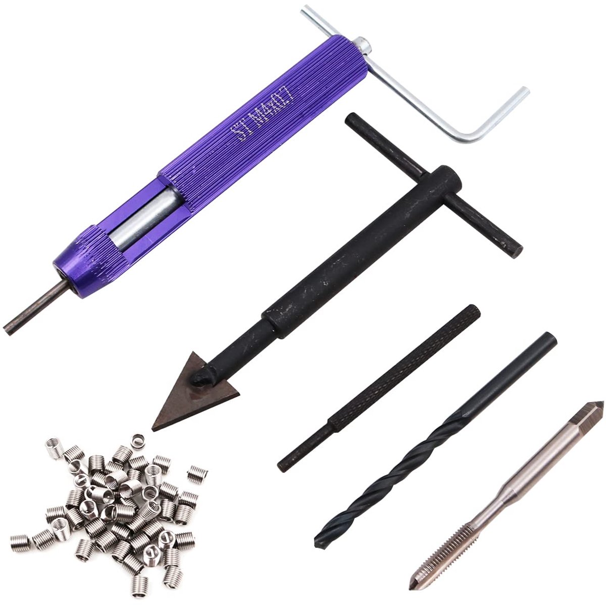SnelShoppen - 24 Stuks Draad Reparatie Kit M4 Helicoil Set RVS Invoegtool voor Auto en Motor Onderhoud