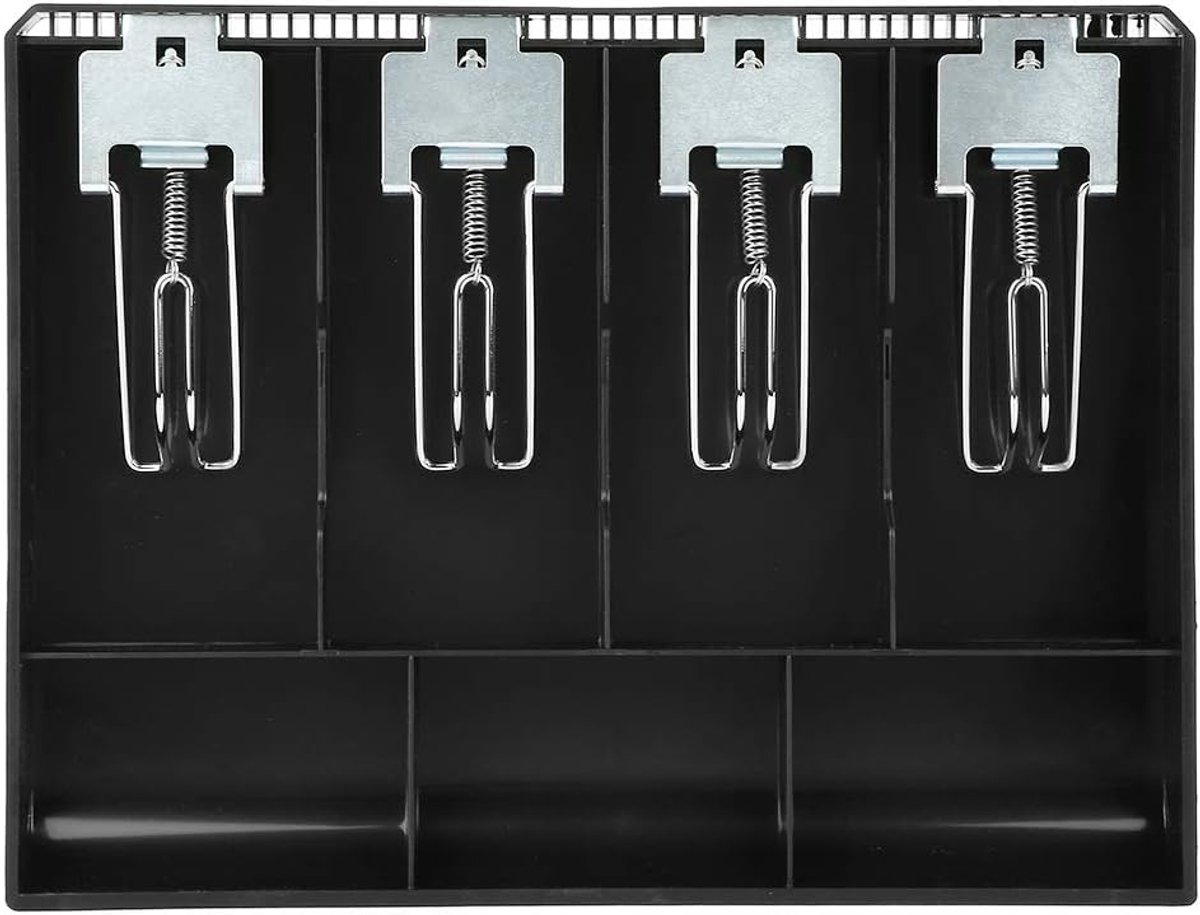 SnelShoppen - Cash Drawer Insert Tray 32.2×24.5×3.5cm met Metalen Clip - Vervangende Kassalade voor Supermarkt, Winkel, Hotel, Zwart