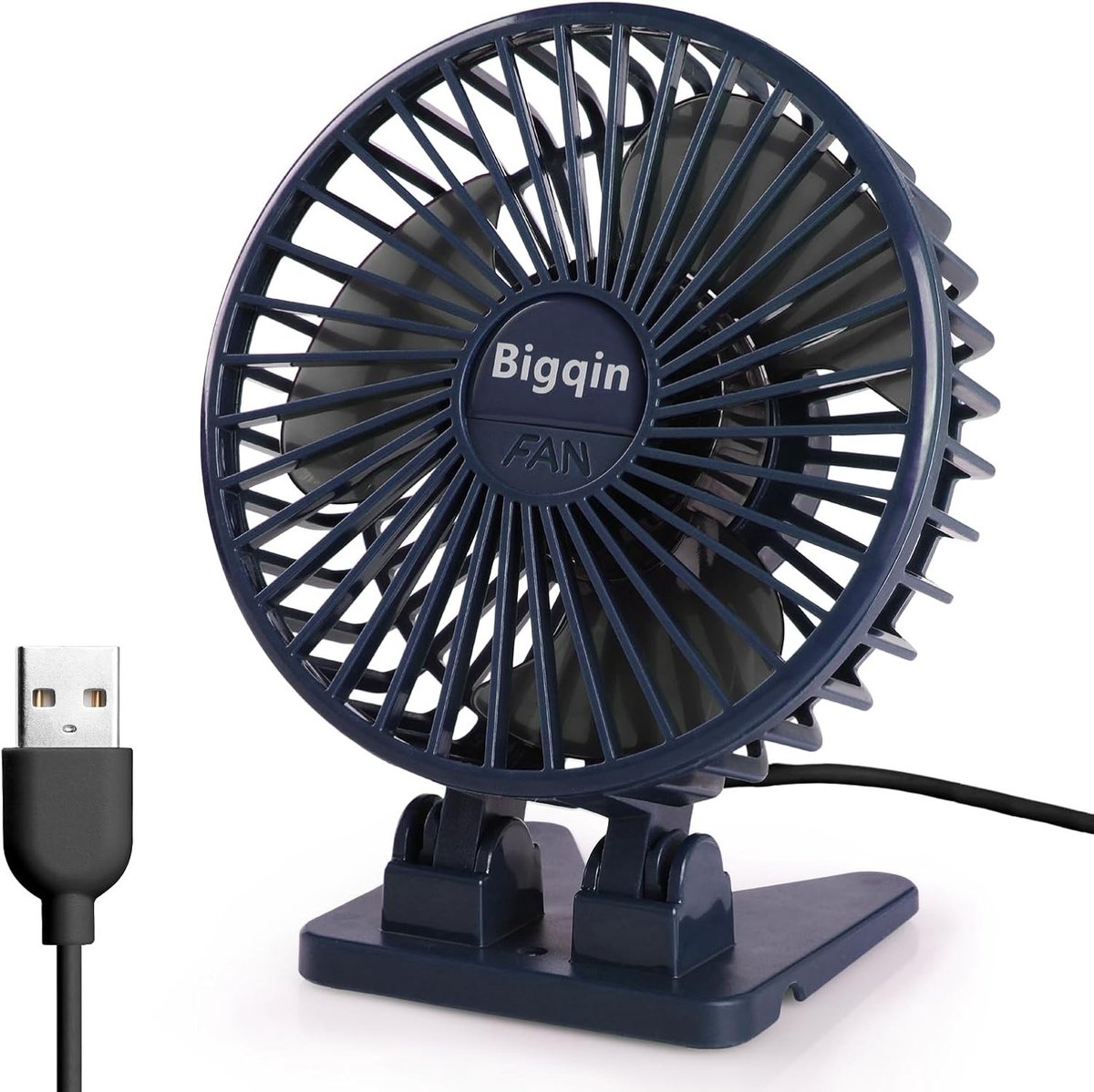 Mini USB-Ventilator - Blauw - 12,5 x 10,5 x 4 cm - Draagbare Tafelventilator met 3 Snelheden - Voor Kantoor en Slaapkamer