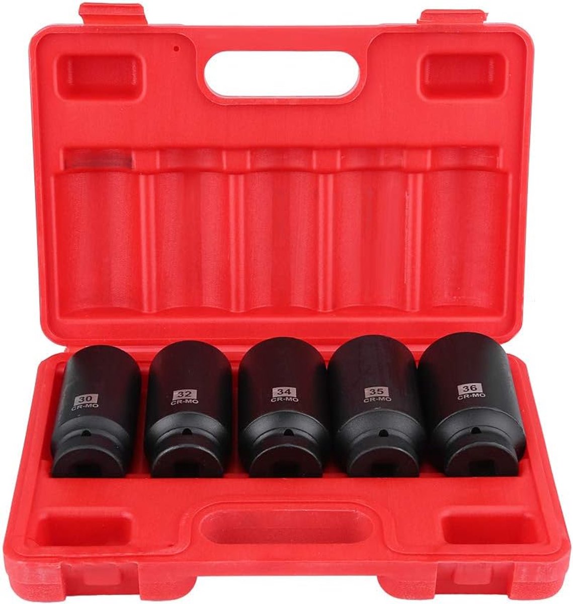 SnelShoppen - 5-delige Hubmoer Zeskant Steeksleutelset 1/2 Inch Aandrijving 30mm 32mm 34mm 35mm 36mm Garage Gereedschap Hoge Kwaliteit