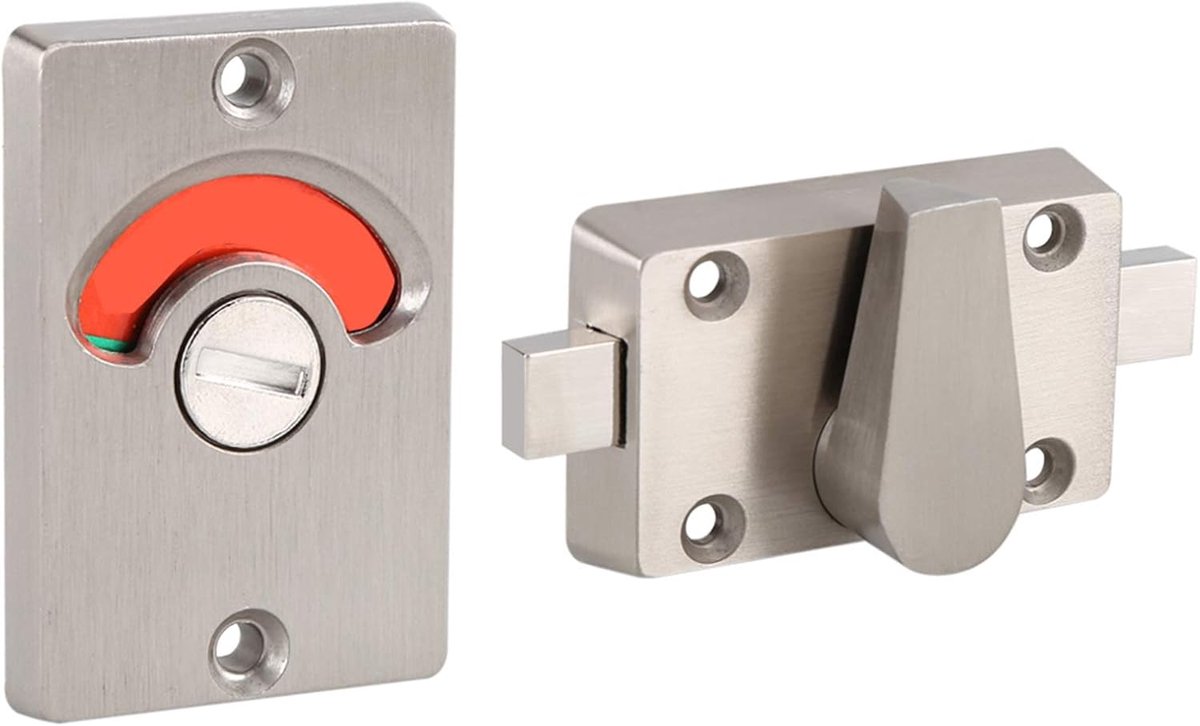 SnelShoppen - Indicator Privacy Lock Deur, Bezet Deurslot, Toilet Deurslot, Vrij, Vergrendeld, Inclusief Schroeven, Badkamer, Toilet, Zinklegering